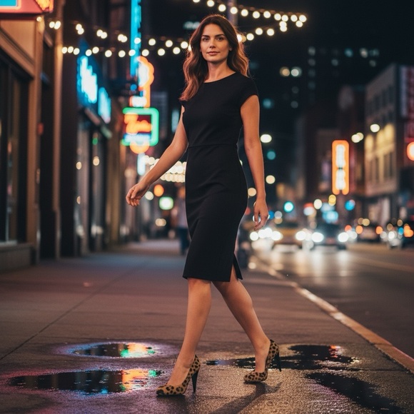 TIBI NEW YORK Suede Leather Cheetah Tan & Black Reptile Accent Back of Heel 10 - Picture 4 of 16